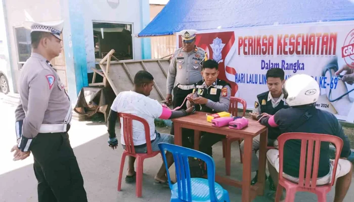 Hari Lalu Lintas ke-69, Satlantas Polres Sula Gelar Bhakti Kesehatan