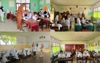 Cegah Dampak Kabut Asap Karhutla, Puskesmas Waisakai Bagikan Masker ke Siswa